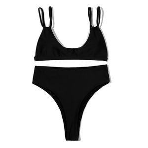 Kadın Mayo Özel Logo Etiket Etiketi Amazon 2023 Black Bikini Beachwear High Cut