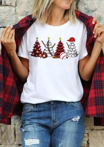 Kadın Tişörtleri Renkli Noel Ağacı Beyzbol T-Shirt Komik Pamuk Grafik Moda Sokak Tarzı Kadın Unisex Alıntı Gündelik Tshirt Top Tee