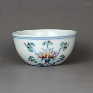 Кубки блюдцы, расписанная вручную Ming Chenghua Синий и белый дурак-баолианский цветочный чайная чашка антикварная керамическая коллекция