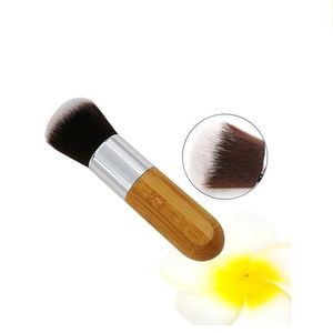 New Professional Bamboo Foundation Brush Powder Concealer Blush Liquid Foundation Blush Angled Flat Top Base Liquid Cosmetics