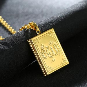 Anhänger Halsketten Einzigartige vergoldete muslimische Po-Rahmen-Halskette Islamischer Schmuck Persönlichkeit Punk Hip Hop Partygeschenke