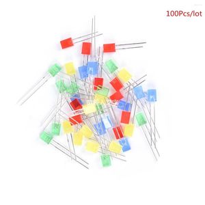 100 Stück rechteckige, quadratische LED-emittierende Dioden, LED-Leuchtmittel, Farben Gelb/Rot/Blau/Grün, Großhandel, 2 5 7 mm