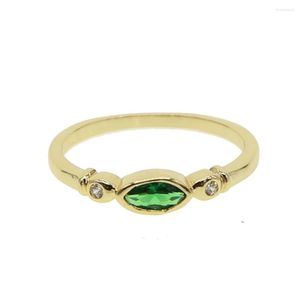 Anéis de casamento delicados zircon verde anel de cristal 3pc para mulheres senhoras meninas mini simples minúscula e elegante e elegante