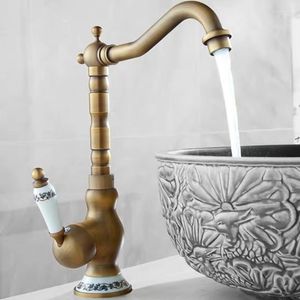 Banyo lavabo muslukları wzly havza antika pirinç retro porselen 360 döner musluk soğuk su karışıcısı musluk turneira
