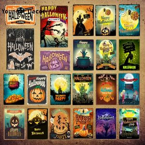 Zombi Metal Kalay İşaretleri Mutlu Cadılar Bayramı Partisi Poster Pumpkin Duvar Sticker Sanat Baskı Kraft Evi Pub Bar Kulübü Ev Dekoru 30x20cm W03