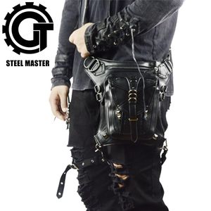 Bel çantaları steampunk motosiklet bacak çantası gotik erkekler için kadınlar çapraz vücut messenger retro rock omuz 2023