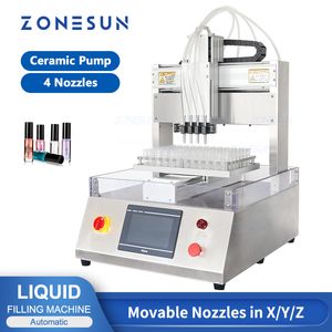 Zonesun ZS-XYZ4 Sıvı Doldurma Makinesi 4 Kafa Seramik Piston pompası Şişman Tüpü Kimyasal Ajanlar Tıbbi Ambalaj Üretim Hattı