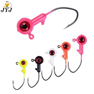 Balıkçılık Kancaları JYJ 0.88G 1.75G 3.5G 10 Parçalar Balıkçılık için Büyük Göz Jig Kafa Hook Yumuşak Solucan Yem Keskin Cazibe P230317