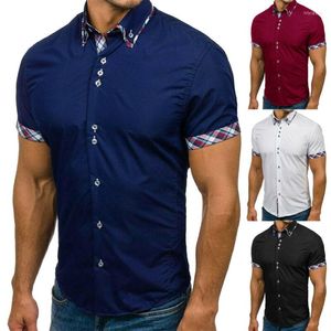 Erkek Tişörtleri Moda Erkekler Tişörtler Yaz Kısa Kollu Pamuk Pamuk Formal İnce Fit Gömlek Sokak Giyin