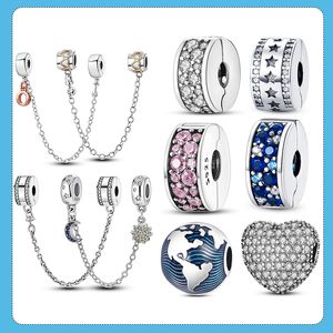 925 Silver Fit Pandora Original Charms Diy подвесные женские браслеты бусинки зажигание Safey Chain Stopper Charms