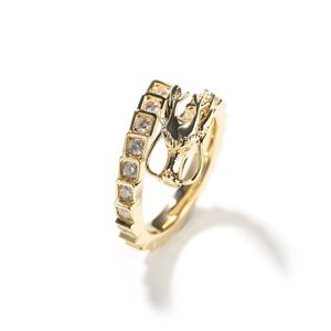Hip Hop Diamond Stones Rings Rings Китайский стиль Элемент Трехмерный дракон в форме регулируемого открытого кольца Золото серебряный набор с цирконием для мужчин женщин