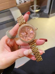 Нарученные часы для 2023 г. Новые женские часы три шва 33 -мм кварцевые часы Top Top Luxury Brand Steel Belt Diamond Lady Accessories круглый