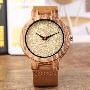 Relógios de pulso Moda Man's Wood Watch Wire Glitter Design Dial Clock Masculino homem discreto de luxo de luxo natural para adolescente