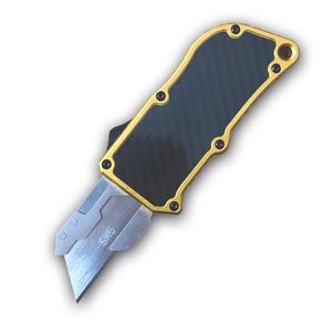 2023 Новая модель универсального ножа для коробок, карманный нож, нож для бритвы со сменным лезвием, корпус из алюминиевого сплава желтого цвета, 5 дополнительных лезвий
