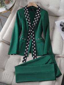 Women's Suits Blazers Elegant Black Green Purple Formal Jacket And Pant Suit Blazer Women Female Office Ladies Business Work Wear 2 Piece Set 230320