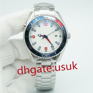 Saatler Mavi Kırmızı Çerçeve Gezegen Sınırlı Kadranlı Saat 44mm Otomatik Mekanik Mekanizma Ocean Diver 600m Paslanmaz Çelik Spor Deniz Amerika Kupası Erkek Kol Saatleri