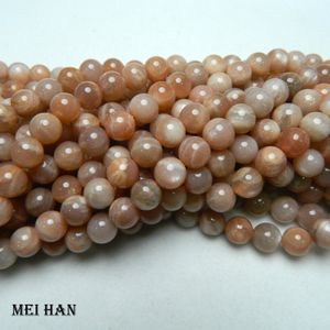 Colares de miçangas Meihan 2 Strandsset Natural 8mm 10mm cor mista laranja pedra de lua redonda lisa de miçangas soltas para jóias fazendo 230320