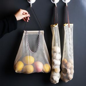 Asma sepetler asabilir sebze depolama net çanta çevre dostu soğan bakkal çantaları yeniden kullanılabilir mutfak aksesuarları