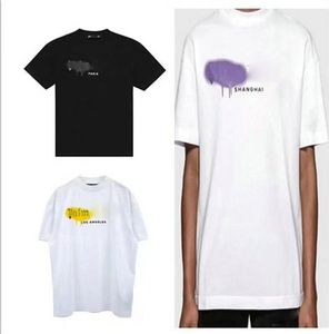 Tasarımcı Erkek Tişörtleri T-Shirt Kısa Kollu Pamuk Erkek Tişört Palmiye Ağacı Baskı Bahar Yaz Yüksek Sokak Gündelik Erkekler Giyim Melek Bayanlar