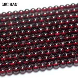 Boncuklu Kolyeler Meihan 3 Strandsset Natural 4mm Bir Sınıf Kırmızı Garnet Yuvarlak Gevşek Boncuklar Mücevher Yapımı Tasarım 230320