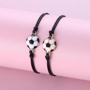 Charm Bilezikler Lovecryst 2pcs/Erkek Kız Bakır Altın Renk Futbol Topu Örgüsü Ayarlanabilir Arkadaşlık