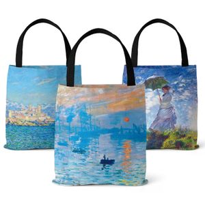 Сумки для пляжей Sunrise Импрессионистская картина маслом защита окружающей среды винтажные холст пляжные тотационные сумки дизайнерские сумочки для торговых плеч сумки 230321