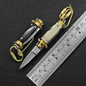 2 Styles Otf Mini Akc Quick Open Automatic Knife 440 Blade Acrylic Handle Key Ring Decoration Pendant Cool Unpacking Tool