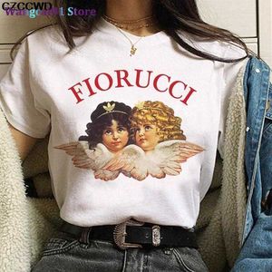 Kadın T-Shirt Kadın T-Shirt Sevimli Melek Bebek Kore T Gömlek T-Shirt Giyim Kadın Büyük Boy Fiorucci tter Baskı Eğlenceli Harajuku O-Boyun Gevşek Üstler 0321H23