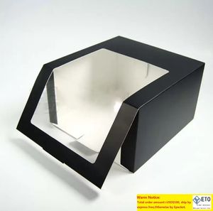 Hediye sargısı siyah kağıt katlanır kutu şapkalar paket kutuları parti kutusu ile PVC penceresi