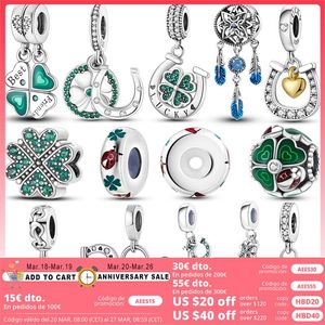 925 Siver Boncuklar Pandora Charm Bilezikler İçin Takma Kadınlar İçin Tasarımcı Şanslı At Nalı Cazibesi