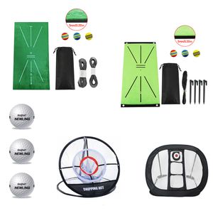 Golf Training Aids Golf Swing Hitting Mat Golf Swing Training Aids Set Practice Training Balls Portable Indoor Outdoor Foldable Golf Chipping Net 230321