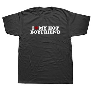 Мужские футболки смешно, я люблю сердце, мой парень День Святого Валентина Подарки Т-рубашки Графическая хлопковая уличная одежда с коротким рукавом 230321