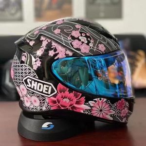 SHOEI Z7 Cherry Blossom Personality Helmet, High-quality ABS Full Cover All Seasons Motorcycle Helmet for Men and Women