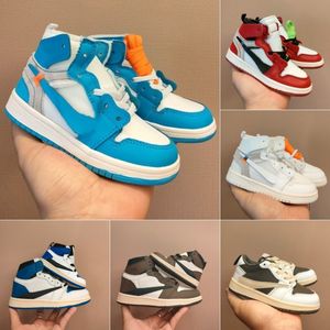 Jumpman Basketball Boys 1s Kids Shoes 1 High Shoe Baby Children Youth Kid Toddler Infants Sneaker Chicago Designer Blue Black Trainers