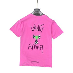 Erkek Tişörtler Tasarımcı Lüks T-Shirt Chrome Marka Kalp Tişört Giyim Sprey Sıradan Mektup Kısa Kollu Bahar Yaz Gelgit Erkek ve Kadın Tee