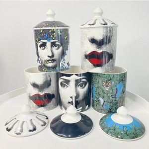 Großer Aromatherapie-Kerzenhalter, Keramik-Aufbewahrungsflaschen, Gläser, kreative Desktop-Ornamente, Spar-Vorratsglas, italienisches Keramik-Kerzenglas