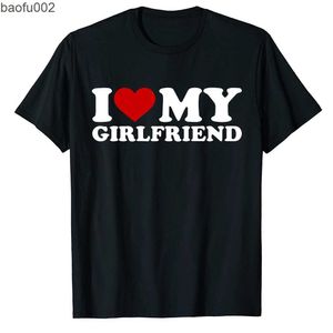 Erkek Tişörtleri Kız Arkadaşımı Seviyorum Gömlek I Heart My-Girlfriend Shirt GF T-Shirt Erkekleri Hediyeler Sevgililer Günü Gelin Grafik Tee Üstler Erkekler W0322