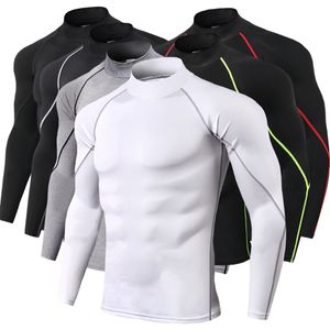 Мужские футболки Мужская спортивная футболка для бодибилдинга Быстросохнущая рубашка для бега Компрессионный топ с длинным рукавом Футболка для спортзала Мужская обтягивающая спортивная одежда 230322