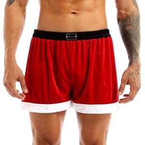 Редко -мужские новинка красные мужские новинка Санта -Клаус Слух Слух Боксер Шорты Фланелевая ремень Рождественский косплей костюм трусики нижнее белье