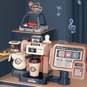 Other Toys Kids Coffee Machine Toy Set Kitchen Simulation Food Bread Cake Pretend Play Shopping Cash Register For Children 230322