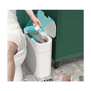 Atık kutuları Akıllı İndüksiyon Çöpü Matic çöp kutusu kova çöp banyo Mutfak Elektrik Tipi Dokunmatik Bin Kağıt Sepet 220408 D DHJ4Y