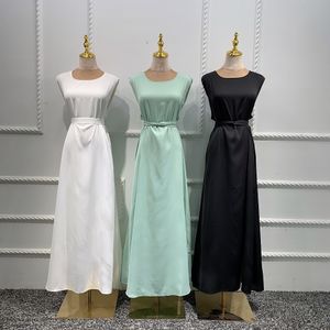 Etnik Giyim Moda İpeksi İslami İçinde Abayas Cobes Süslü Elbise Fransız Şık Tevazu İslami Elbise Kemer WY56 230322