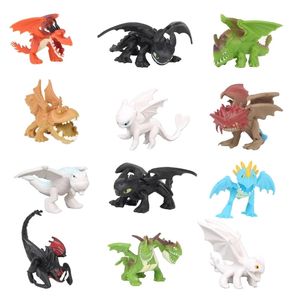Figuras de brinquedo de ação 12pcsset Como treinar seu dragão O mundo escondido de dentes de dentes