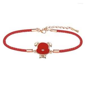 Charm Bracelets 2023 Ano Chinês Trendy 12 Zodiac Animal Red String Bracelet Couple Cute Tiger Sale Dia dos Namorados Presente Joias Femininas