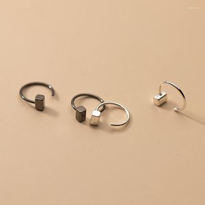 Çember küpeler est minimalist kadın küçük kare küp huggie kadınlar için kız çemberler kanca 925 sterling gümüş takı