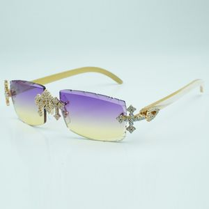 Новые солнцезащитные очки Cross Diamond 3524031 с натуральными белыми угловыми ножками цвета буйвола и линзами 57 мм, толщиной 3,0 мм