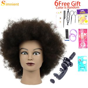 Manken Kafaları Afro Manken Kafaları%100 Gerçek İnsan Saç Kuaförlük Eğitim Kafası Salon Kozmetolojisi için Manikin Bebek Kafaları İçin Kukla Saç 230323