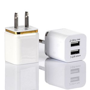 Зарядные устройства сотового телефона высшего качества 5V 2.1 1A двойной USB AC AC Travel Us Wall Charger подключите много цветов, чтобы выбрать очень популярные по всему миру Fastshipping