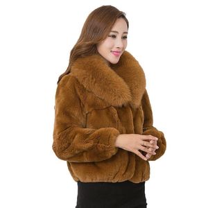 Kadınlar Kürk Faux Coat 2012 Sonbahar Kış İmitasyon Yaka Üstleri Kısa Ceket Dış Giyim Kadın 4xl