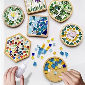 Интеллектуальные игрушки ручной работы DIY Mosaic Cup Mat Bambood Pad Square Square ER Рейн -ребенок Раннее образование Бесплатное творение.